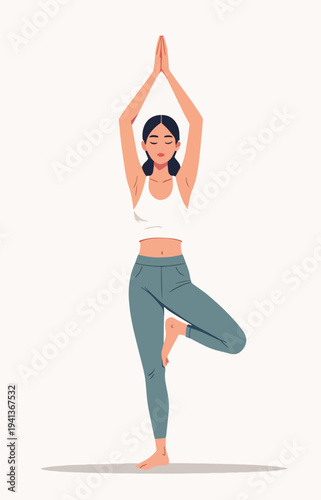 Illustrazione vettoriale di esercizi yoga e meditazione per benessere e relax