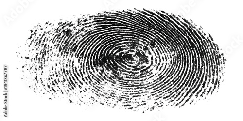 Grunge fingerprint texture abstract black and white thumbprint pattern. vintage distressed ink mark forensic identification retro grungy background design.