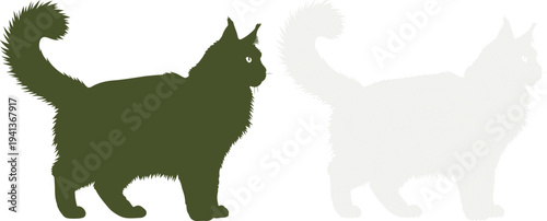 Maine coon cat silhouette profile view