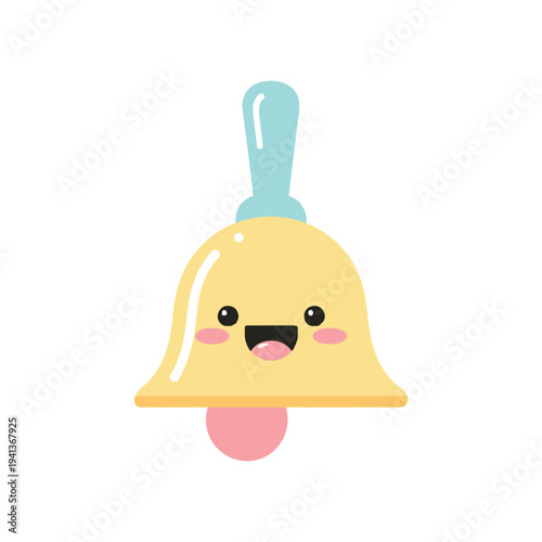 Cute Cartoon Bell with Smiling Face.