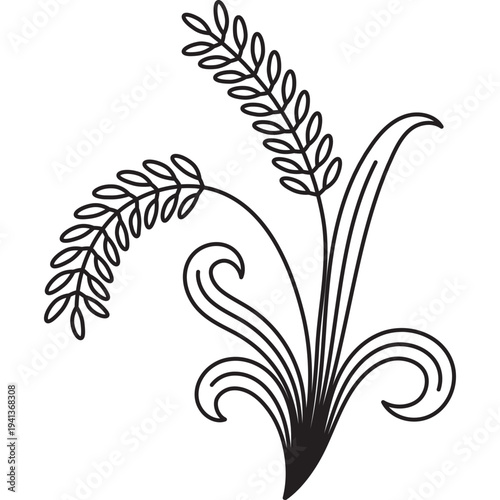 Minimalist Wheat Stalk Outline
