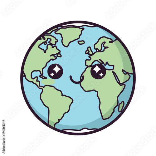 Smiling cartoon earth globe illustration.