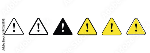Caution signs. Symbols danger and warning signs. Attention caution sign warning symbol icon set danger Exclamation mark signs Triangular vector illustration.