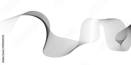 Abstract wave element for design. Digital frequency track equalizer. Stylized line art background. Vector illustration. Wave with lines created using blend tool. Curved wavy line, smooth stripe.