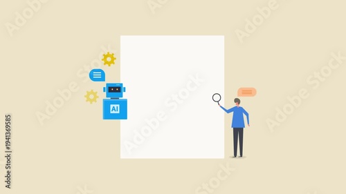 Ai content generation workspace, SEO analyst interacts with chatbot, create optimized text content for digital marketing and brand citation purpose.