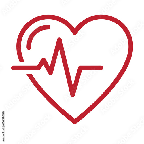 Red heart with electrocardiogram line  symbol of love and medical health  cardiovascular wellness