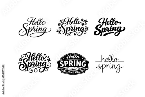 Spring Inspiration. Set lettering. harmonious lettering variations of the same emblematic concept, each with different artistic interpretation (Elegant script