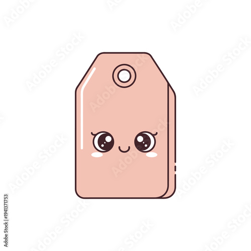 Cute cartoon tag with smiling face.