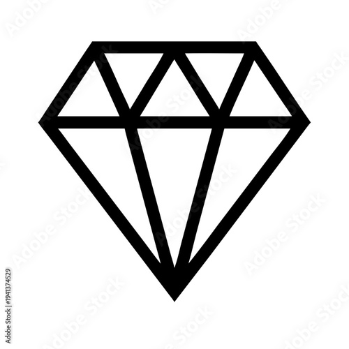 A geometric illustration of a diamond-shaped figure with internal triangular lines isolated on white background, Vector