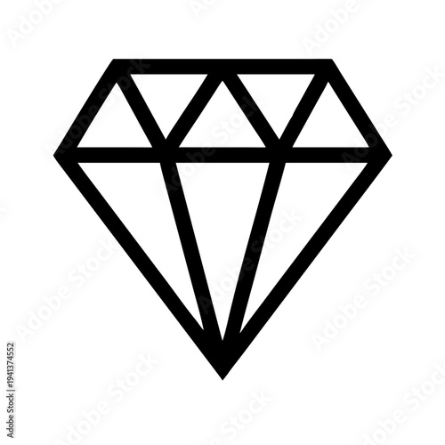 A sleek black geometric diamond shape with intricate internal lines isolated on white background, Vector