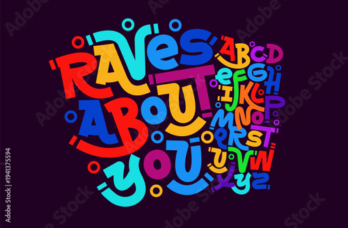 Fun Font Kid Logo Alphabet Color Typography Childish Letter Set, Creative Typographic Design for Carnival Title Text, Music Fest Poster Headline and Logotype. Funny Colorful Fonts. Vector Typeface