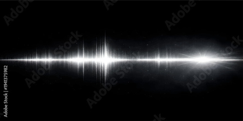 Abstract Futuristic Sound Wave Light Spectrum in Space, Digital Energy Frequency Line on Dark Cosmic Background