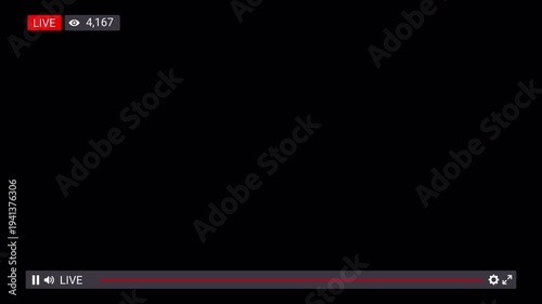 Social media live streaming overlays animation on transparent background, Social media live stream template animation with flying hearts