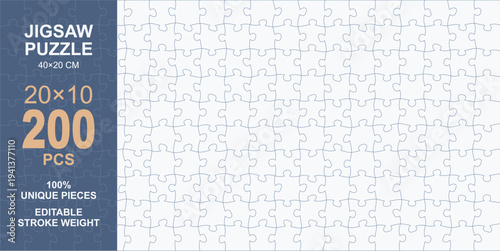Blank Jigsaw Puzzle Template 200 Pieces for Custom DIY Crafting and Artistic Creation