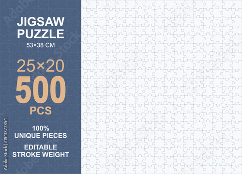 Blank Jigsaw Puzzle Template 500 Pieces for Custom DIY Crafting and Artistic Creation