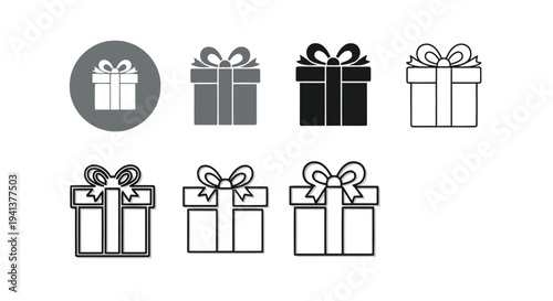 Collection of six stylish gift box designs with elegant ribbons and bows for various occasions