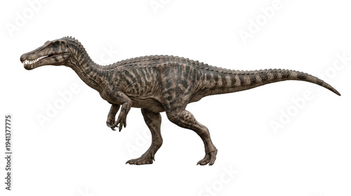 Striped baryonyx dinosaur 3d render isolated on transparent background
