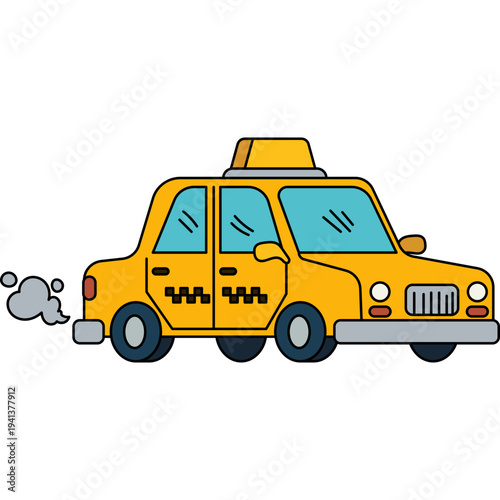 Cartoon Yellow Taxi Cab Icon