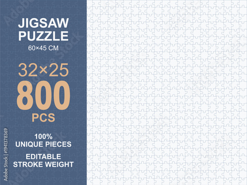 Blank Jigsaw Puzzle Template 800 Pieces for Custom DIY Crafting and Artistic Creation