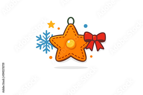 Seasonal felt decorations creating festive atmosphere with simple handcrafted touches. A central felt ornament shaped like a star is paired with