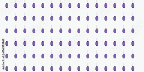 Purple Lanterns Pattern Background. Seamless Grid of Decorative Asian Lights