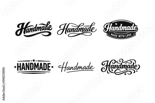Handmade. Set lettering. harmonious lettering variations of the same emblematic concept, each with different artistic interpretation (Bold hand-lettering with