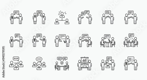 Assorted stylish living room and bedroom furniture setups in minimalist line art