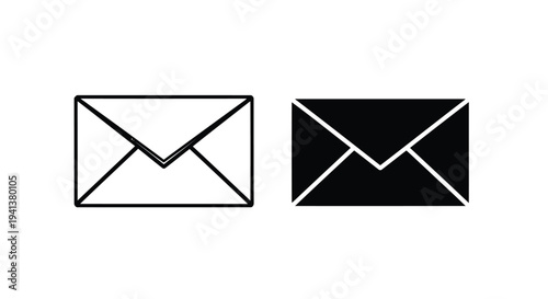 Comparison of white and black envelope icons with open flaps