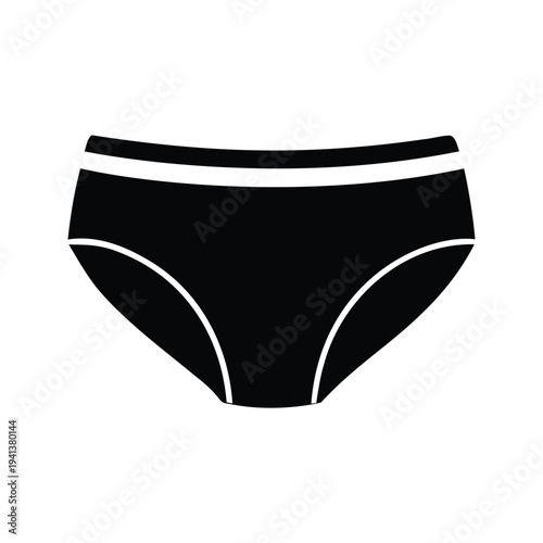 Stylish black and white women's underwear with white stripes silhouette vector illustration, underware silhouette vector illustration