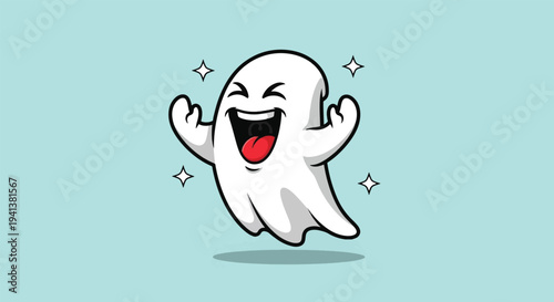 Happy Ghost Character Illustration.