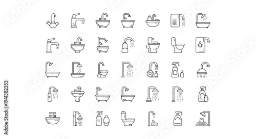 Collection of icons representing various household and office appliances and activities