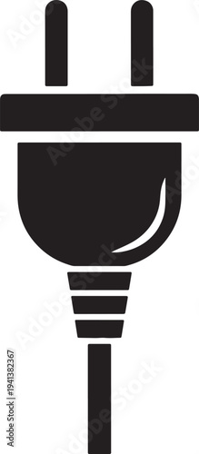 Black electrical plug on white background also transparent background