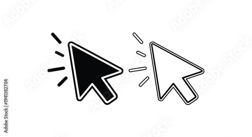 Two computer mouse cursors pointing in opposite directions with motion trails