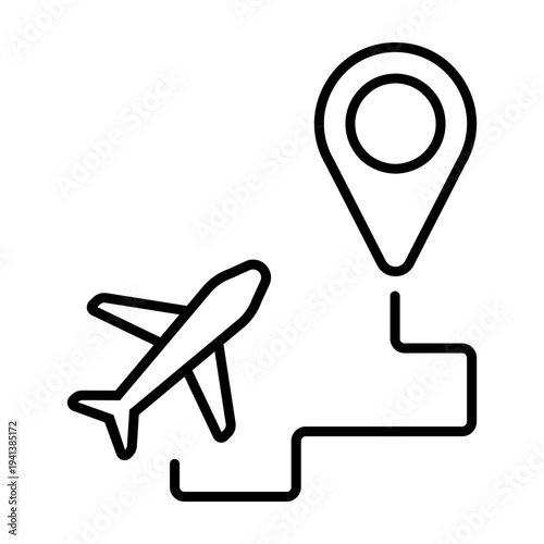 Flight route icon vector. Airplane route Illustration sign. Air navigation symbol. air route logo.