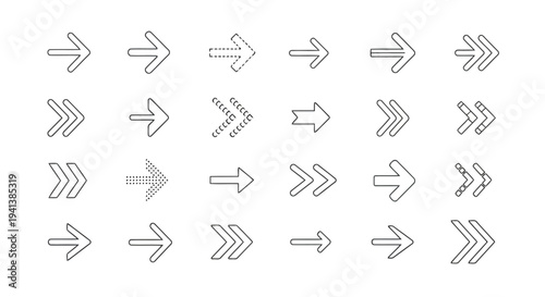 Collection of various arrow symbols in different styles and orientations