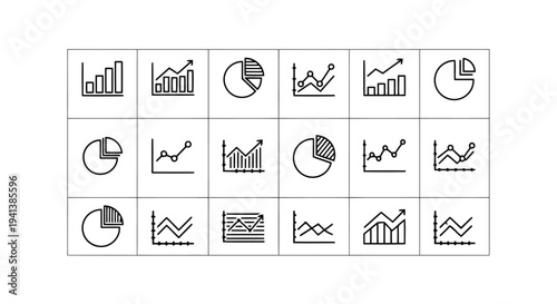 Assorted graphical icons representing different types of data visualization charts