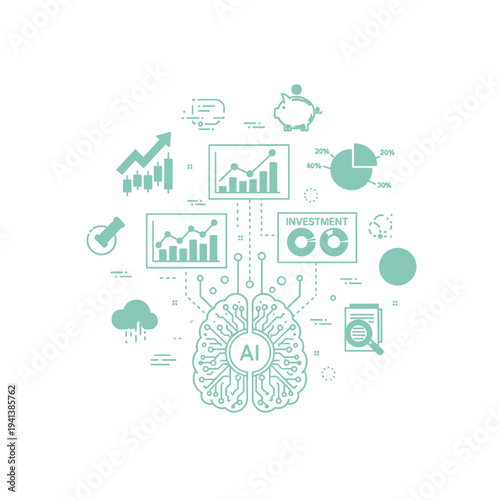 Ai powered financial forecasting illustration with data and charts