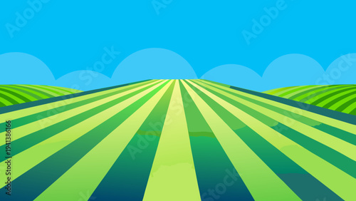 Green Agricultural Field Landscape Background Farming and Nature Illustration