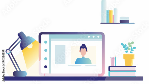Online Meeting Video Conference Remote Work Illustration