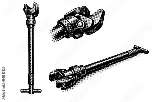 Adjustable basin wrench A long-handled adjustable basin wrench with a pivoting jaw head and slim shaft engineered with accurate industrial geometry and