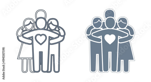 Illustration showing unity and diversity through human figures in a supportive circle