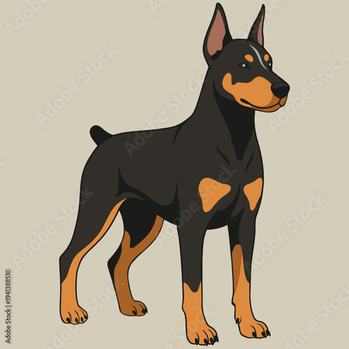 Doberman Pinscher Dog in Flat Design vector illustration