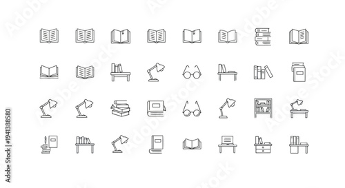 Assorted icons representing various household and office electronic devices and furniture