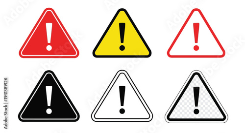 Three warning signs with different colors and borders indicating caution or alerts
