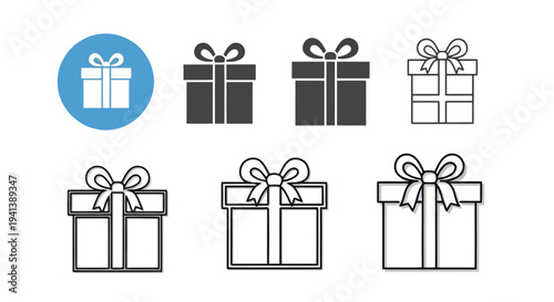 Collection of various gift box designs with decorative ribbons and bows