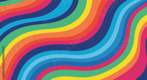 Vibrant seamless background design featuring a dynamic series of multicolored wavy lines creating a rhythmic rainbow effect across the entire frame.