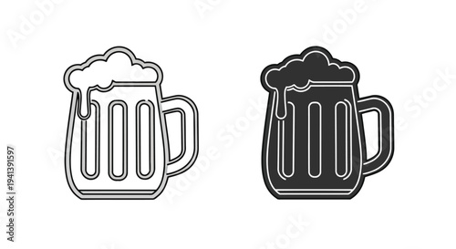 Comparison of a frothy beer mug and a filled mug with head