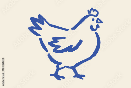 Chicken naive hand drawn vector illustration