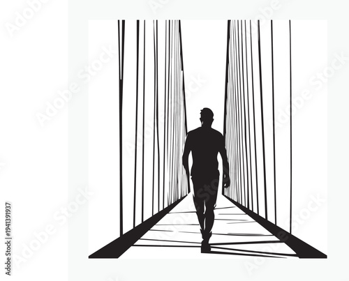 silhouette of a man walking