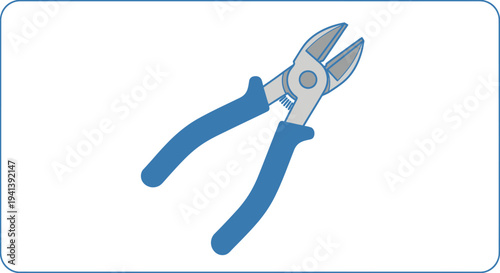 Blue handled needle nose pliers tool.